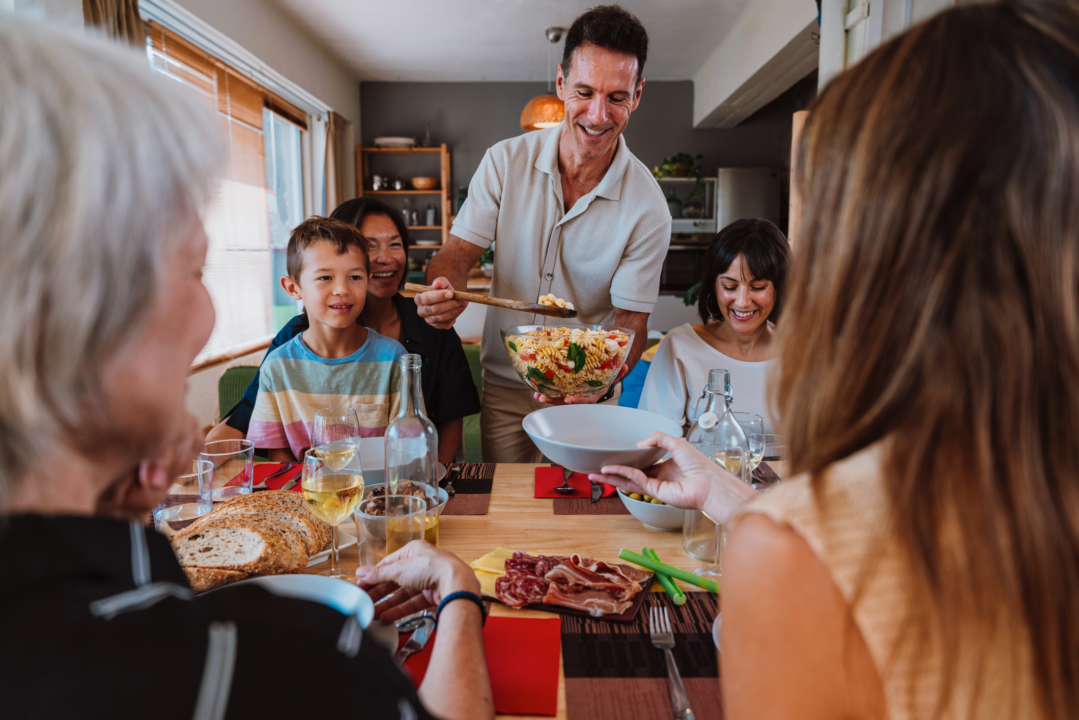 family having dinner at home